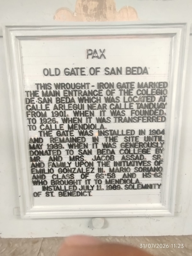 The San Beda pattern in its frame, checked against the approved layout