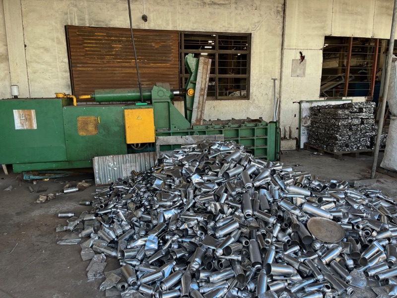 Steel scrap stockpiled in the Metercor yard for the furnaces